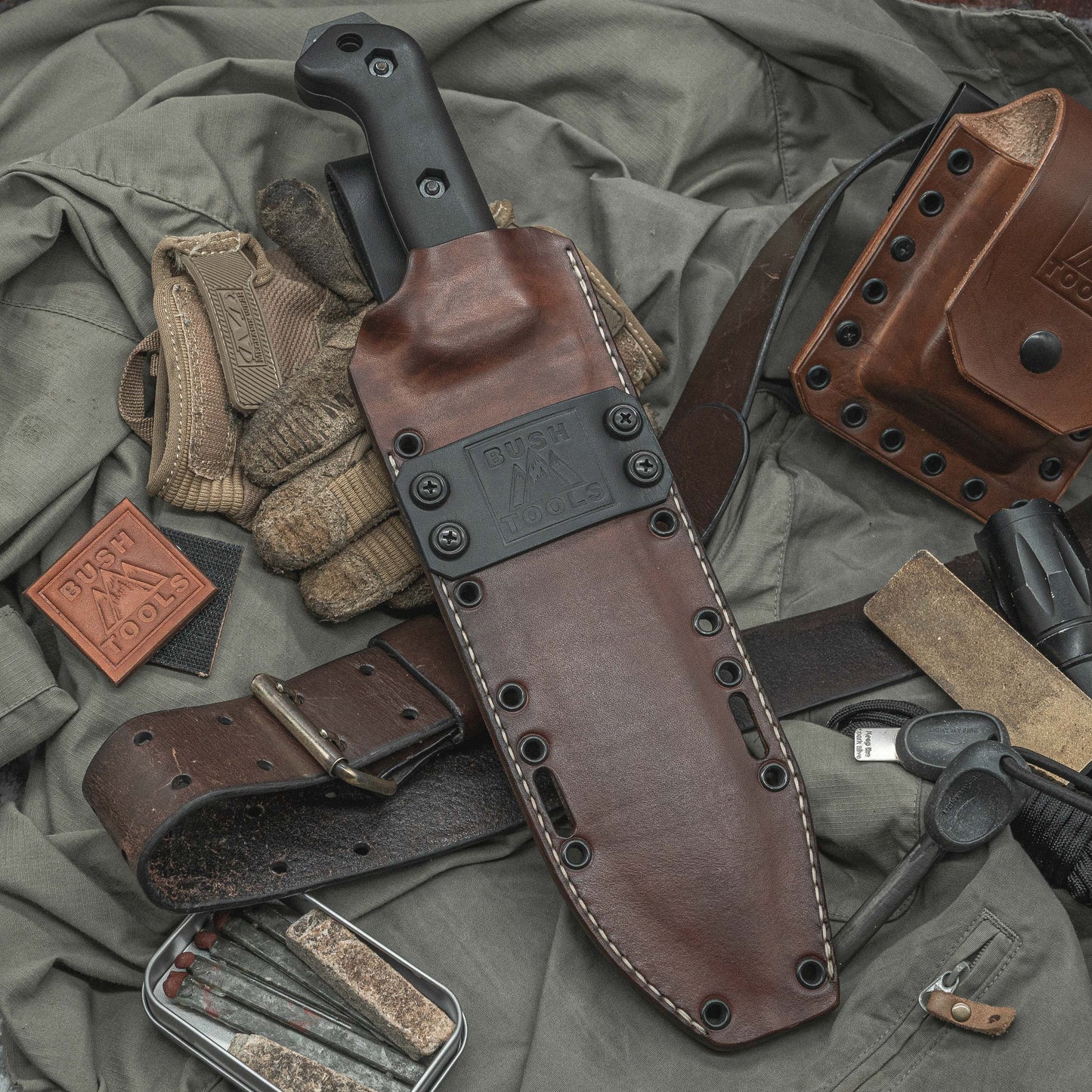 Etui hybride en cuir kydex pour couteau KABAR BK9