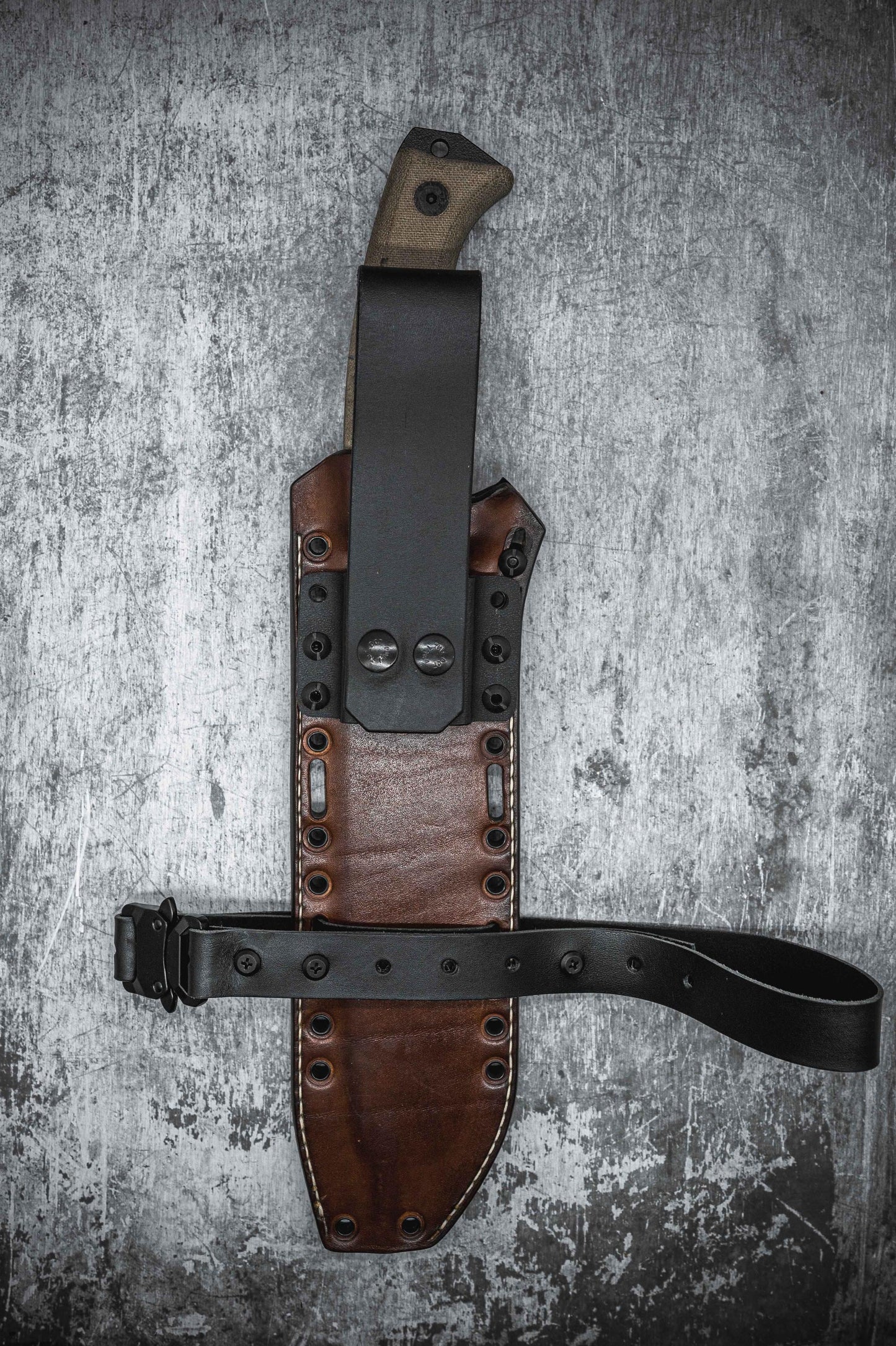 PREMIUM Hybrid Kydex Leather Sheath for ESEE JUNGLAS Punisher Edition Knife