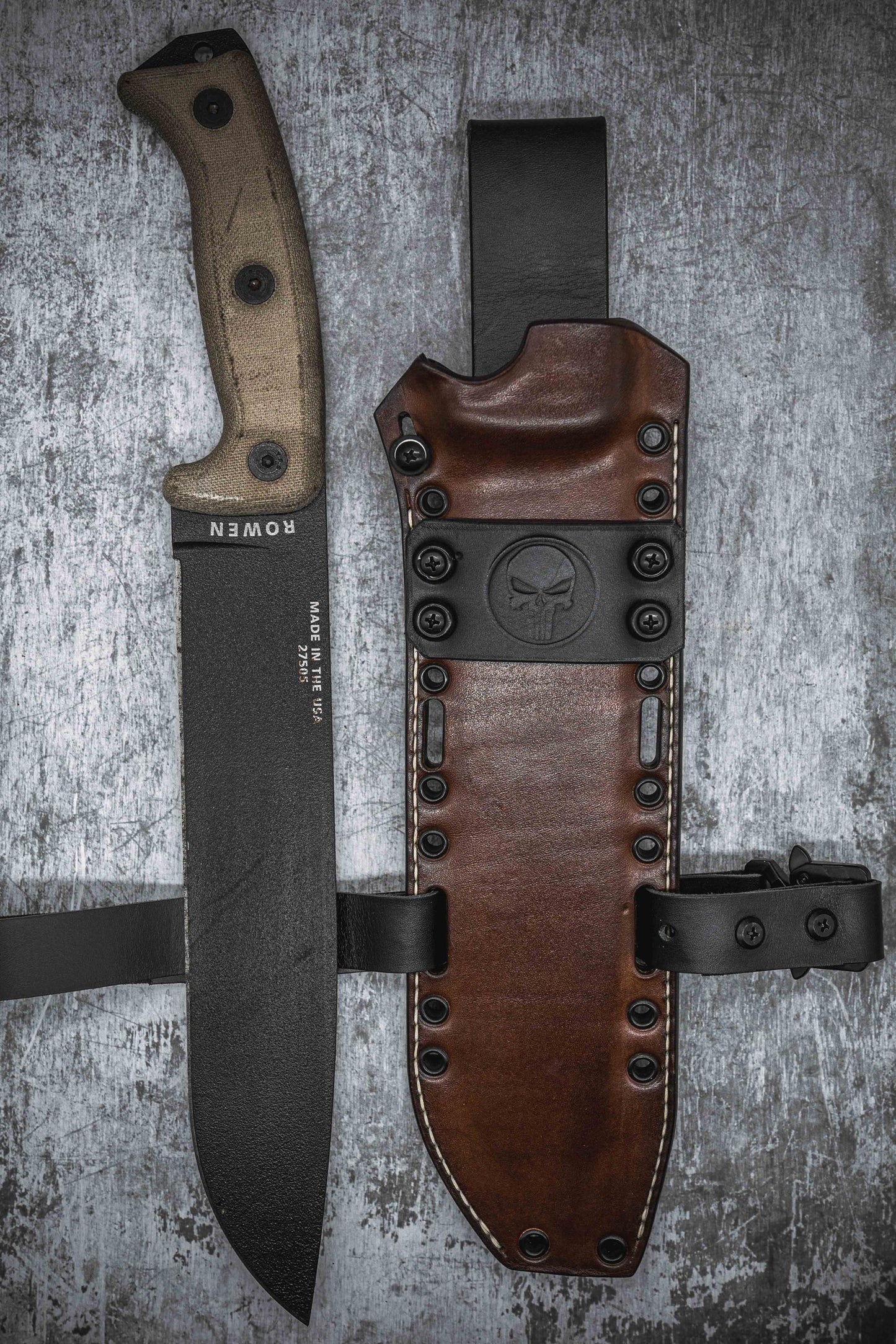 PREMIUM Hybrid Kydex Leather Sheath for ESEE JUNGLAS Punisher Edition Knife