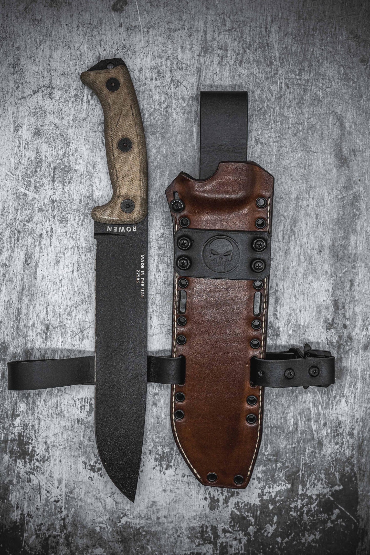 PREMIUM Hybrid Kydex Leather Sheath for ESEE JUNGLAS Punisher Edition Knife